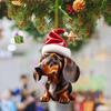 1/7Pcs Wearing Santa Hat Bell Car Dog Pendant Vivid Appearance Funny Dog Christmas Tree Ornament Auto Rearview Mirror Decoration