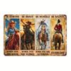 Vintage Cowgirl Motivational Metal Sign - Retro Rodeo Decor, Inspirational Wall Art for Women, 'Be Strong, Brave