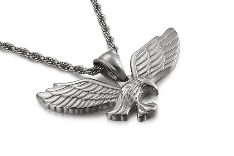 Kalen Fashion Stainless Steel Eagle Pendant Necklace for Men with Wing Link Chain Choker Design - Trendy Animal Themed Jewelry