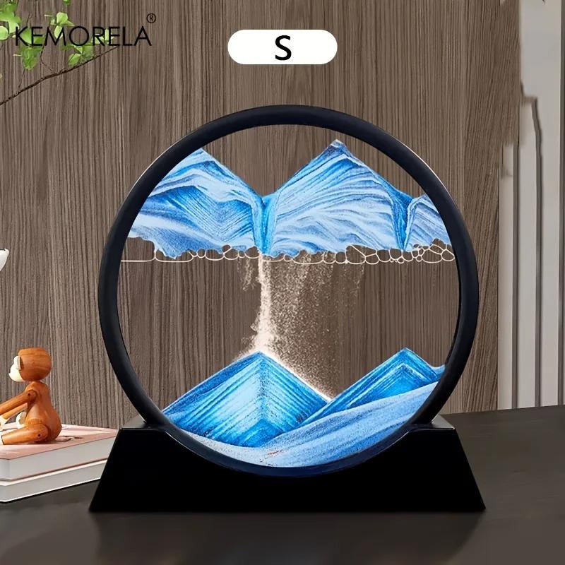 18,5 см 3D движущаяся песчаная художественная картина, круглое стекло, океан, песчаный пейзаж, песочные часы, зыбучие пески, ремесло, текучая песчаная картина, домашний декор, подарок