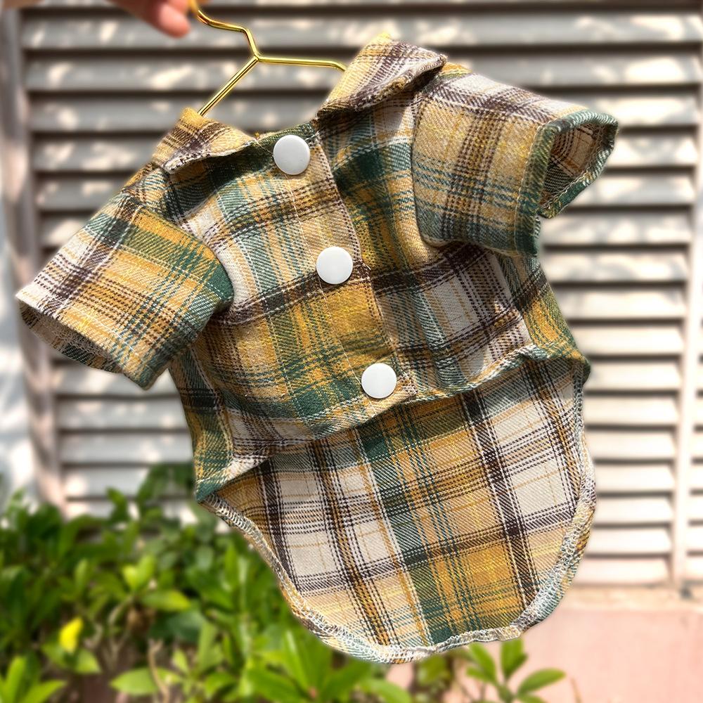 Клетчатая рубашка для домашних собак, летняя одежда для собак с отверстиями для поводка, пальто для домашних животных, куртка для щенков для маленьких, средних и больших собак весом до 50 кг.