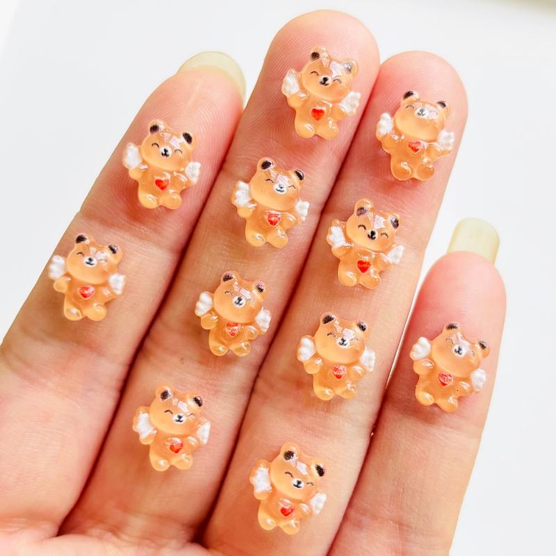 55 Pieces Of Mini Cute Brown Teddy Bear Flat Back Resin Handmade Diy Nail Decoration Accessories A153