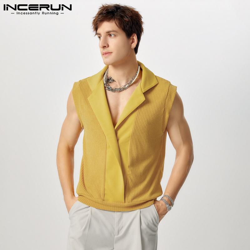 INCERUN Мужские летние повседневные майки без рукавов в стиле пэчворк