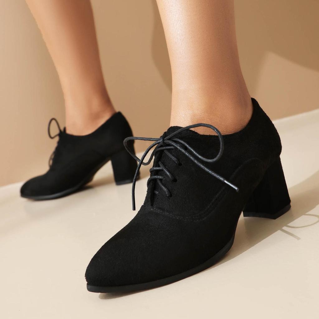 В/Женские туфли на высоком каблуке, туфли на одной платформе, с модными принтами, на толстом каблуке, на большой шнуровке, на низком каблуке, всесезонная обувь.