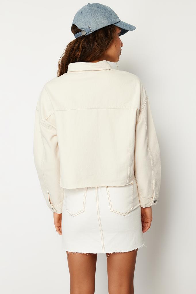 Women's Fashion New Jacket Ecru Oversize Denim Jacket