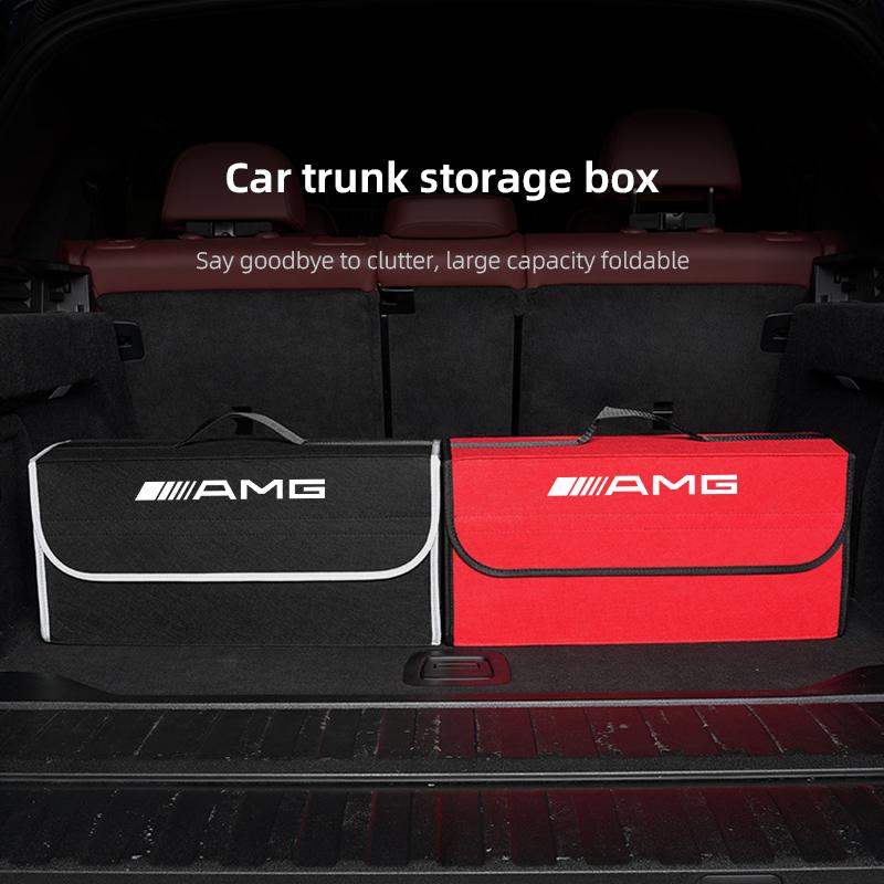 AMG Car Trunk Organizer Box Large Capacity Folding Storage Bag For Mercedes Benz AMG A B C E G W204 C260 E300L A200L GLC300 CLA