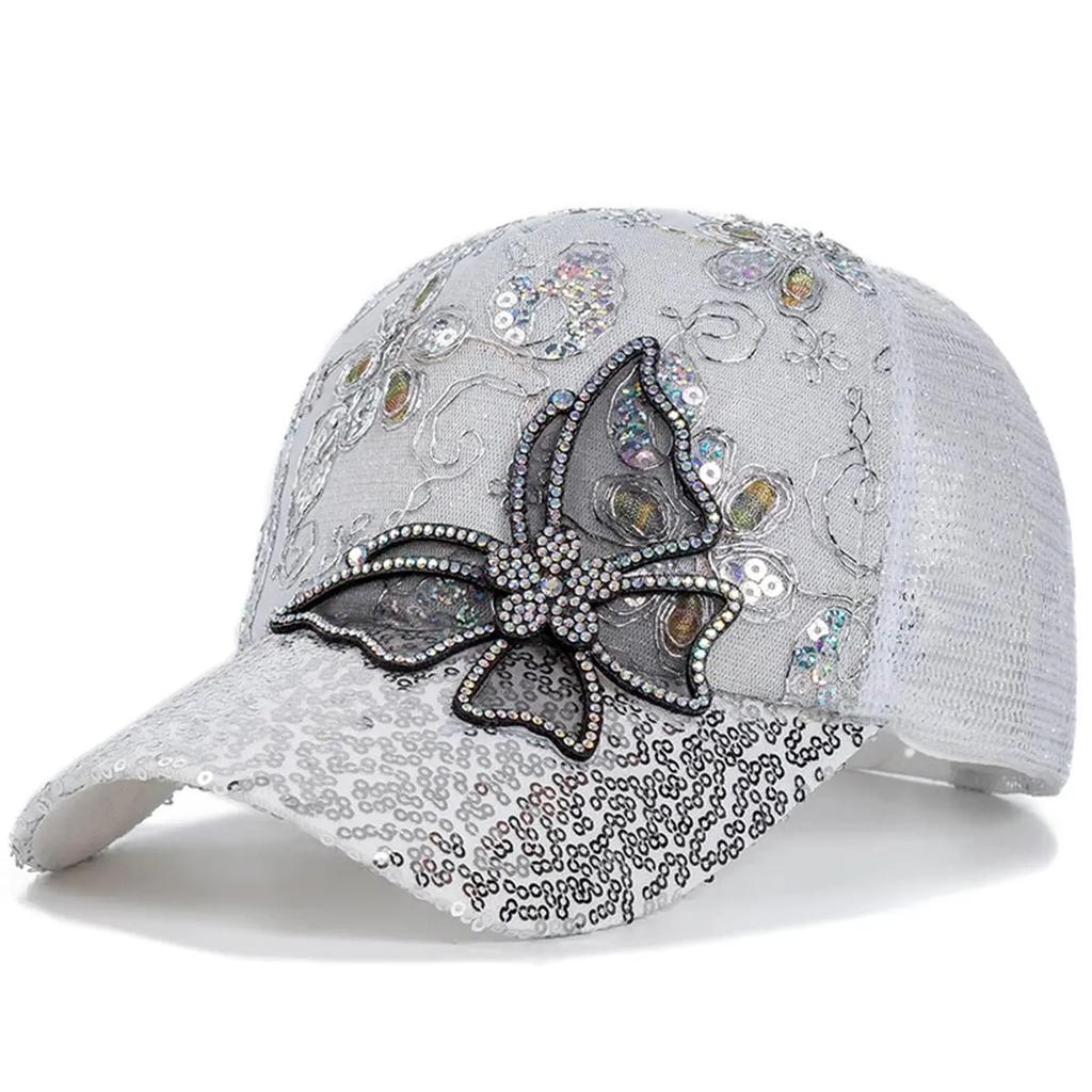 Unisex Butterfly lace glitter Baseball Net Caps Spring and Summer Outdoor Adjustable Casual Hats Sunscreen Hat