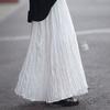 Женская юбка макси, эластичная юбка А-силуэта с высокой талией, плиссированная юбка, однотонная, с струящимся подолом, драпированная танцевальная юбка
