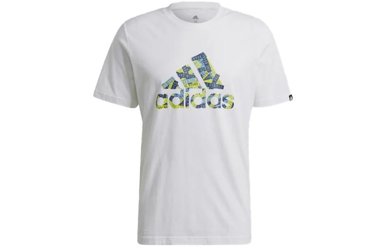 adidas Футболки Мужские Белые С Круглым Вырезом Умеренный Прямой Крой GL3700