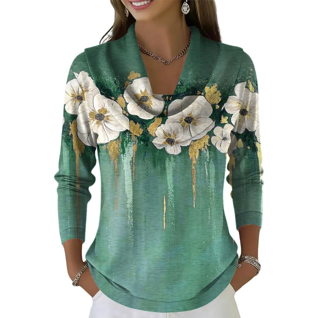 Женский повседневный и модный свитер с круглым вырезом, длинными рукавами и принтом