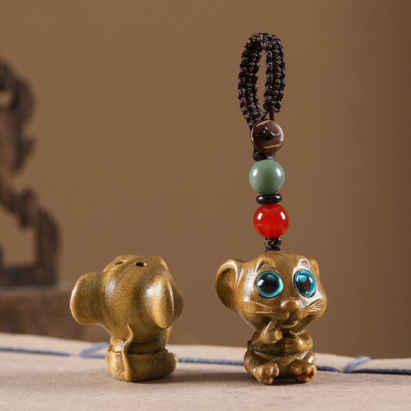 Auspicious Green Sandalwood Dragon Zodiac Cartoon Keychain & Universal Phone Lanyard