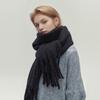 Women Scarf Solid Color Thickened Knitting Scarf with Tassel Decoration Versatile Design Warm Winter Scarf