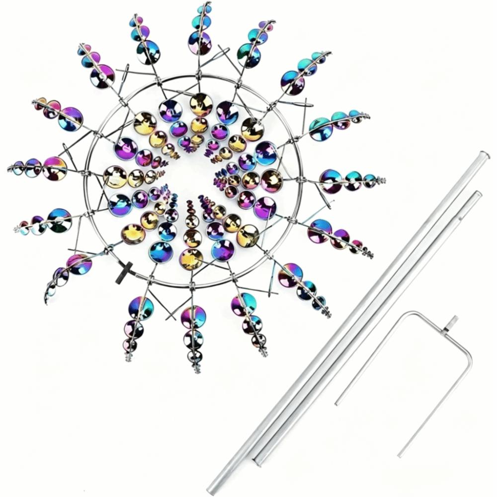 Ground Mounted Wind Spinner Wind Powered Kinetic Sculpture Metal Windmill Garden Decoration