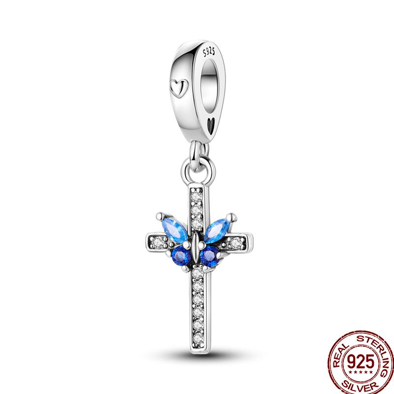 Copper Cross Bible Dove Holy Blessing Demon Eye Shiny Charm Bead Fit Pan Original Bracelet Diy Exquisite