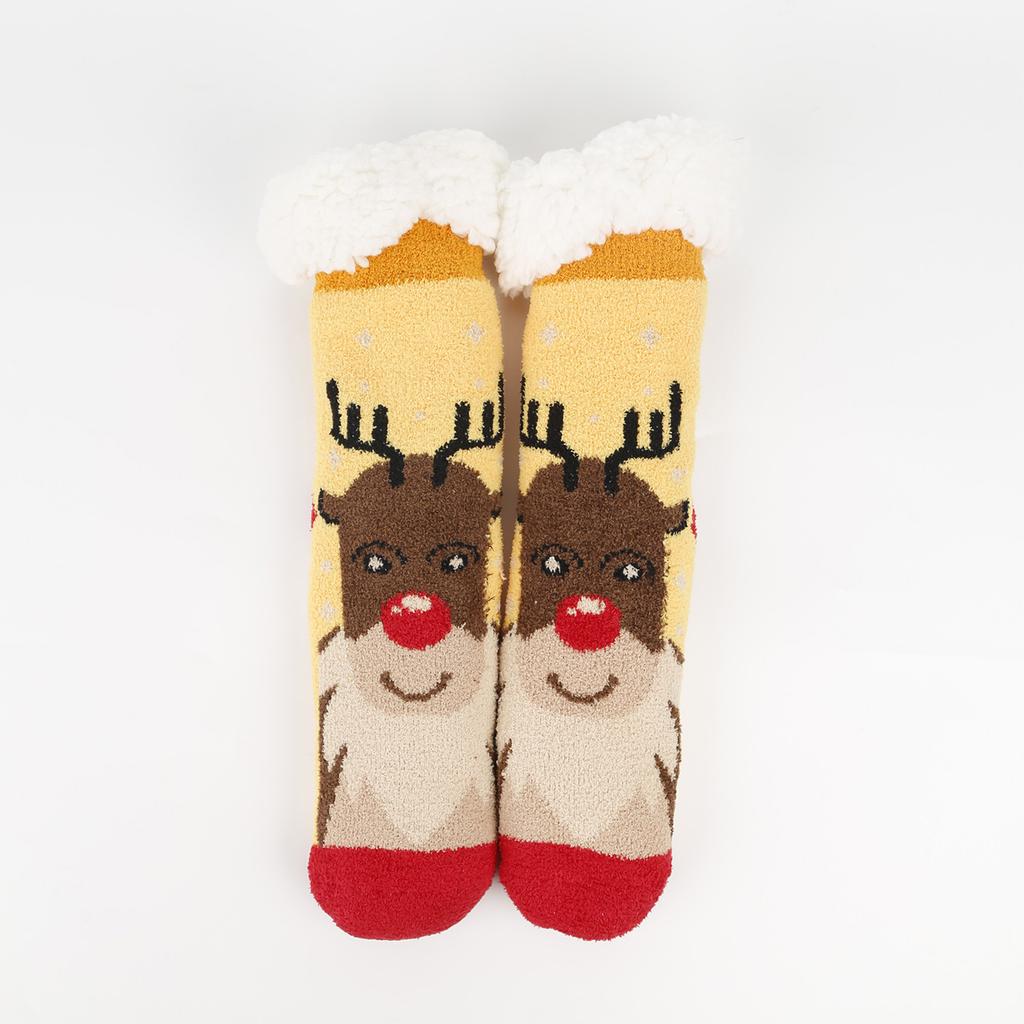 Ladies' Thick Coral Fleece Snow Socks, Lamb Fleece Sleep Socks, Mid Tube Floor Socks, Christmas Gift Socks