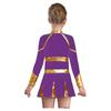Girls Sparkly Rhinestones Letter Pattern Metallic Contrast Patchwork Long Sleeve Pleated Cheerleading Dress