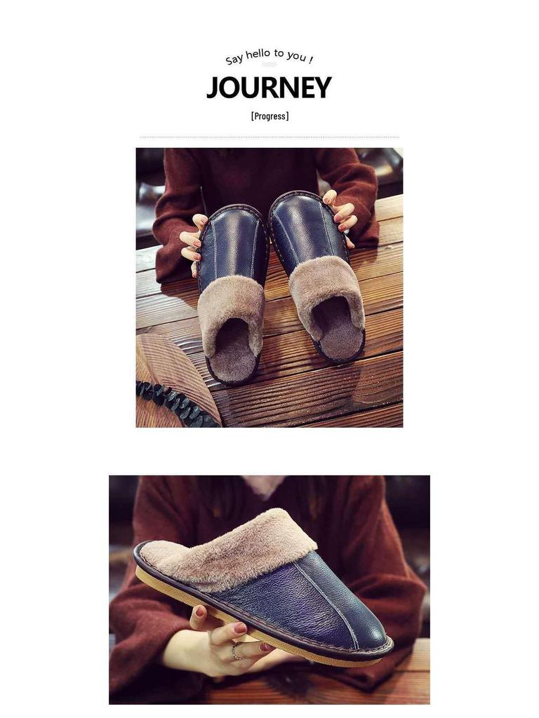 Унисекс тапочки из натуральной коровьей кожи: Нескользящие, теплые домашние хлопковые тапочки для осени и зимы