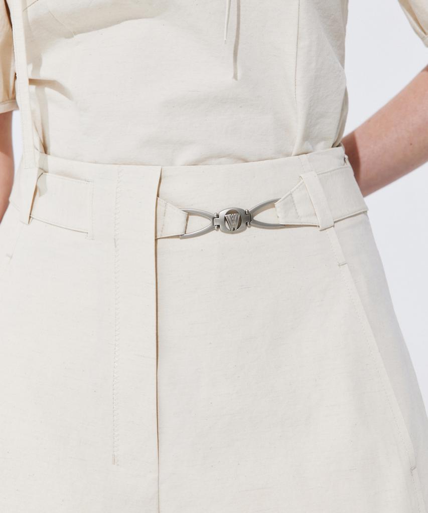WNDERKAMMER Belted Cotton Bermuda Pants_Cream
