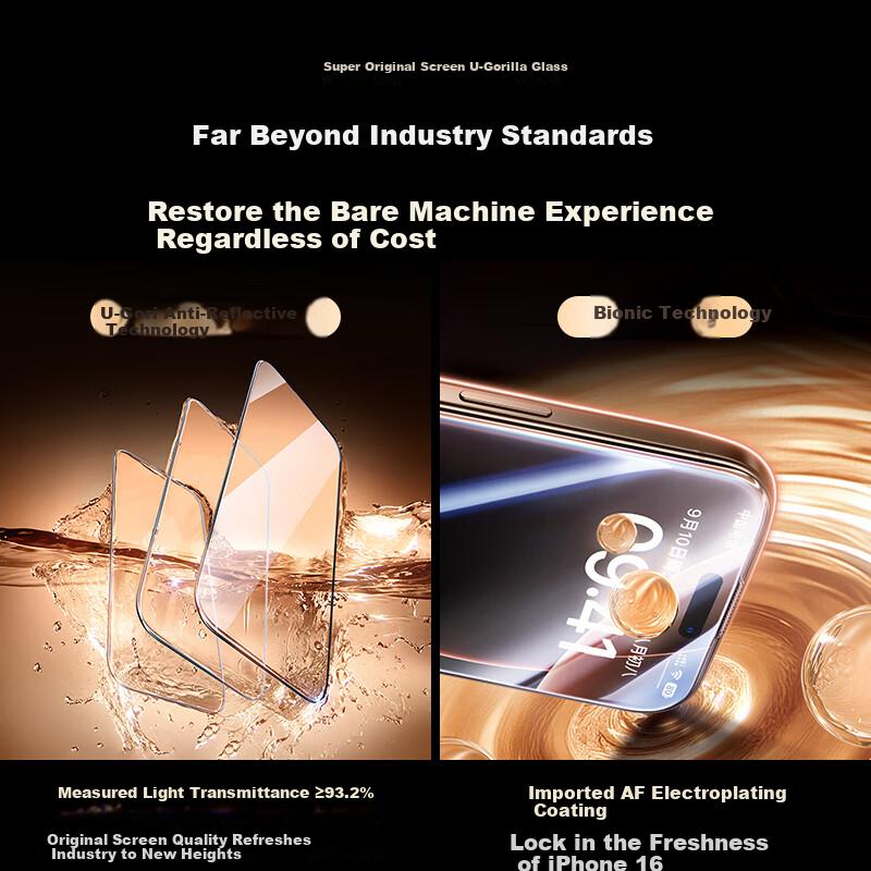 Corning Glass Tempered Glass Screen Protector for Apple IPhone 16 Pro Max, Anti-Dust, Shockproof, Ultra-Thin Full Coverage Protective Film