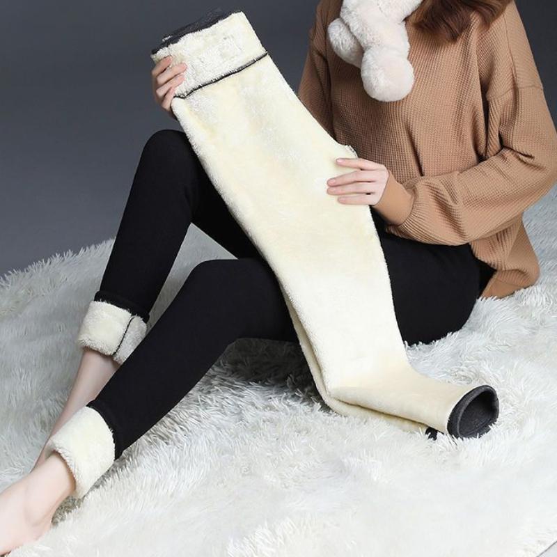Autumn and Winter Thick Plus Size Plush Fleece Leggings Women Elastic High Waist Plush Warm Legging Pants Lady Elegant Slim Fit Woman Legging 25008