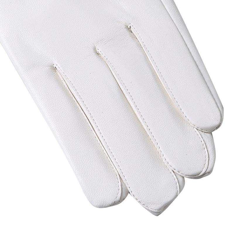 Men's Fashion Genuine Leather Winter Warm White Ceremonial Sheepskin Short Gloves Police Mittens Full Finger Sporting Gloves