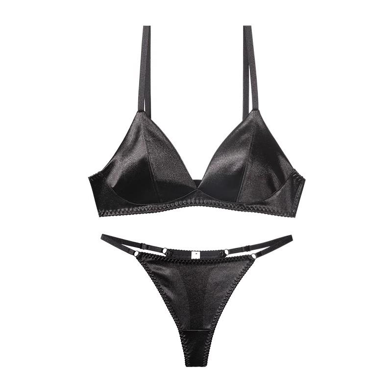 Французский комплект нижнего белья для женщин, сексуальный бюстгальтер с глубоким V-образным вырезом и леопардовым принтом, бесшовный комплект нижнего белья из ледяного шелка, высококачественный бюстгальтер и стринги