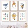 Lion Monkey Zebra Elephant Giraffe Number Alphabet Wall Art Posters Prints Nordic Canvas Painting Cartoon Pictures For Kids Room