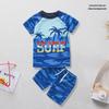 2024 Summer Cartoon Boy's Short-Sleeved Swimsuit Set with Cap and Trunks
