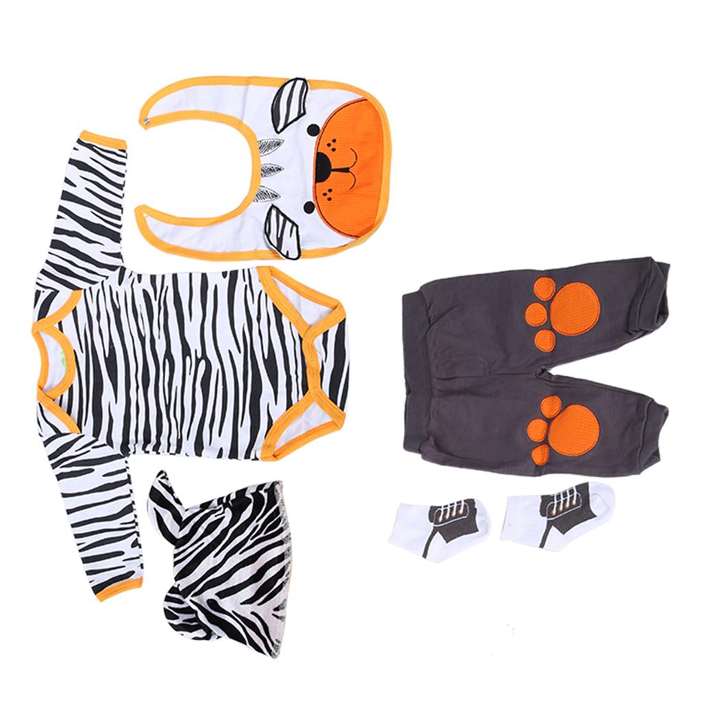 Simulation Infant Doll Clothes Set Cute Striped Cartoon Bear Clothes for 20?22 Inch Doll