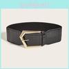 Vintage Korean Style Elastic Waist Belt For Dresses With Metal Geometric Buckle For Womens Fashion