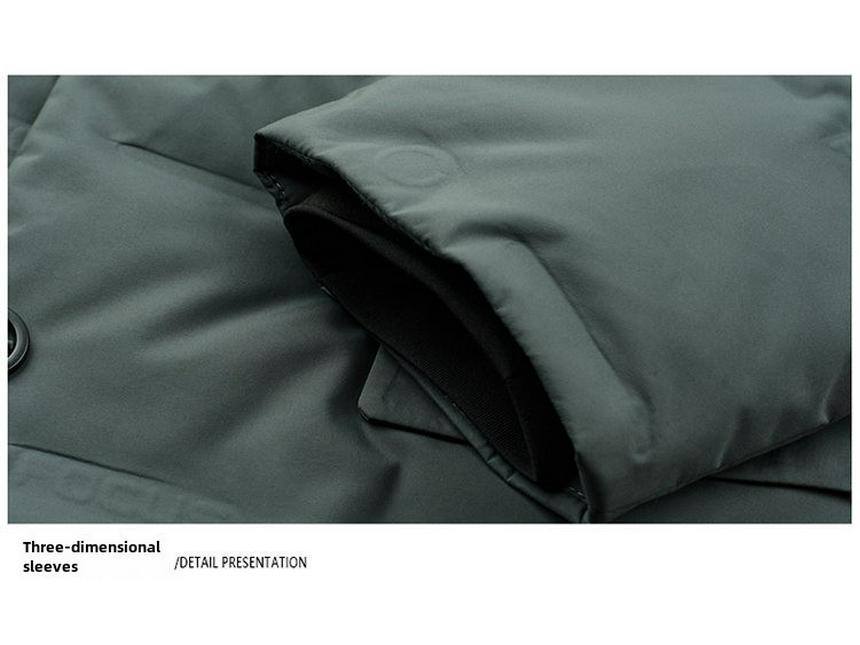 Мужская теплая повседневная куртка-пуховик со съемным воротником-стойкой, осенне-зимний стиль, имитация двухкомпонентного дизайна