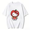 Летние футболки с принтом Hello Kitty для женщин, короткий рукав, 100% хлопок, семейные matching-наряды, топы, модные Y2k