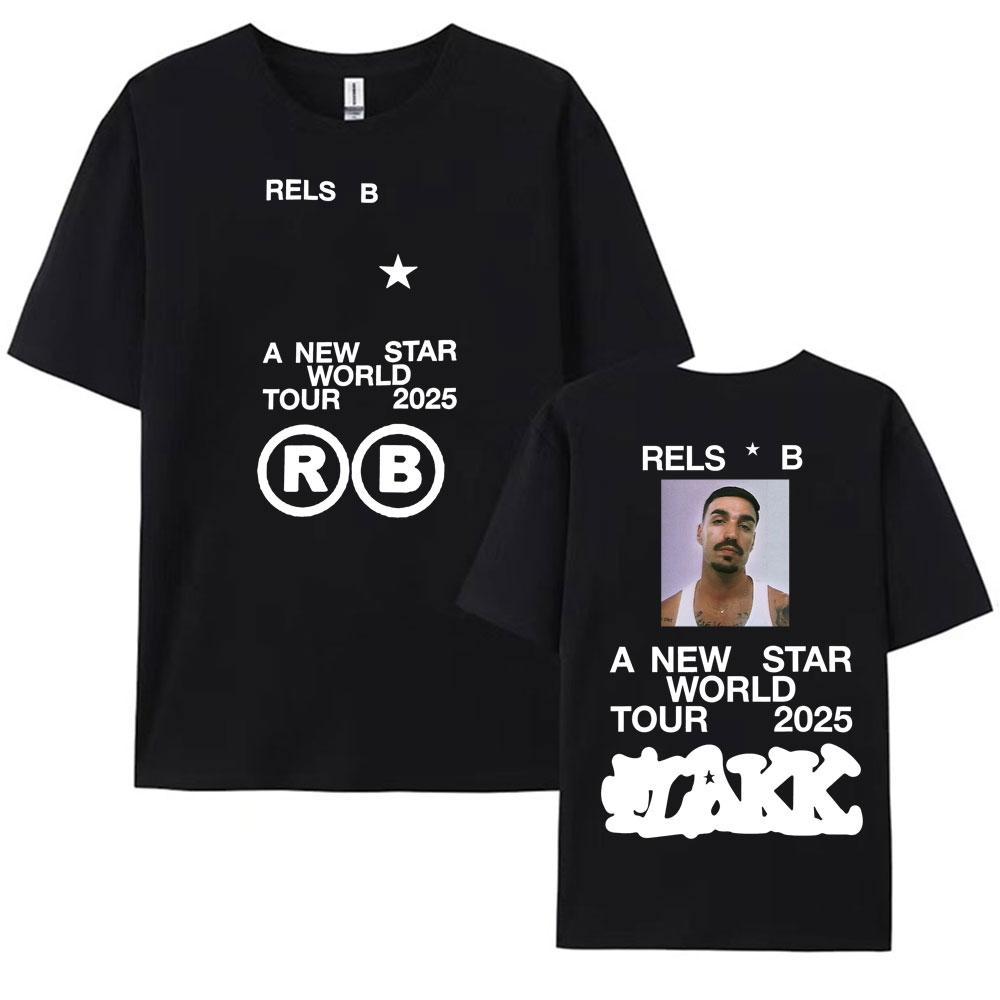 Rapper RELS B Skinny Flakk 2025 Tour Tshirt Unisex Clothing Fashion Hip Hop Punk Street Tshirts Unisex High Quality Cotton T Shirt