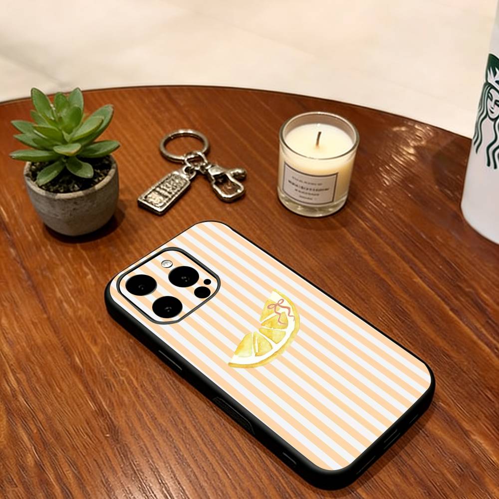 Чехол для телефона с рисунком "Лимонная прохлада в полоску" для iPhone 17, 16, 15, 14, 13, 12, 11 Plus, Pro Max, Других моделей. Силиконовый мягкий черный чехол