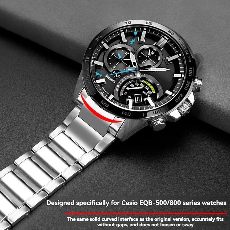 Для серии Casio EDIFICE Ремешок EQB-500 EQB-501 EQB-800 EFR-303 Цельнометаллический Изогнутый Конец Стальной Часовой Браслет Мужской 22мм Ремешок для Часов