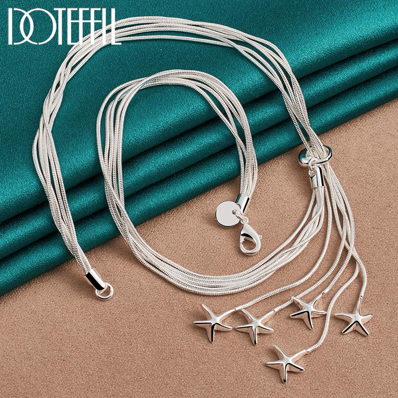 Ожерелье-цепочка в виде морской звезды и змеи из стерлингового серебра 925 пробы, очаровательный подарок, модные украшения