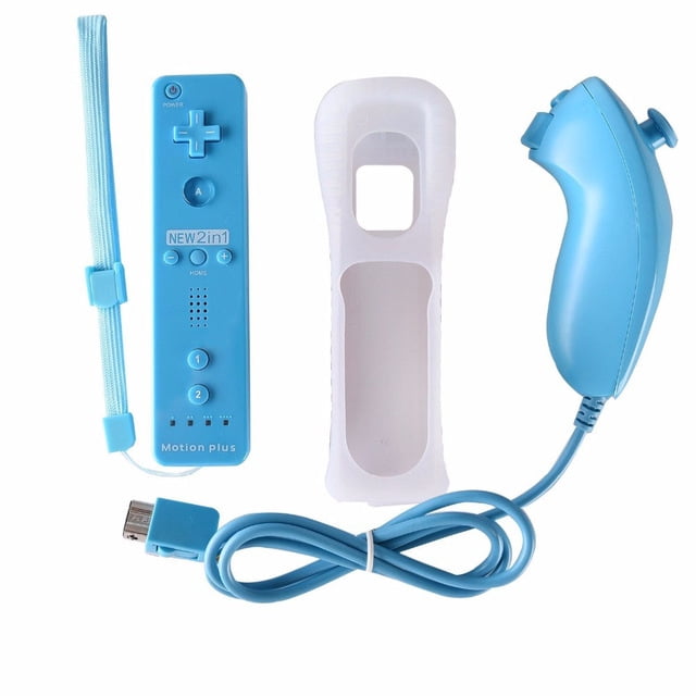wii two-in-one handle with built-in accelerator blue straight handle blue curved handle built-in accelerator