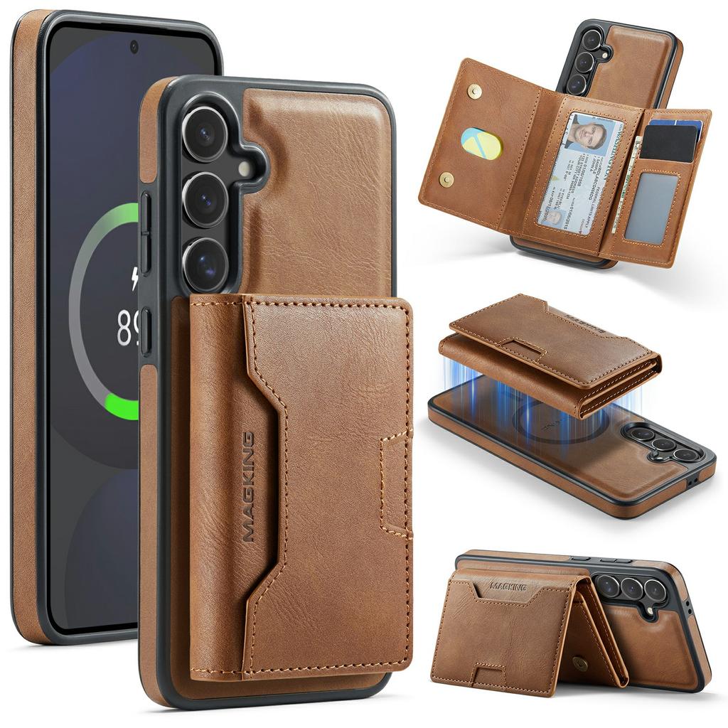MAGKING K4 Series For Samsung Galaxy S24 FE Magnetic Case Detachable Wallet PU TPU PC Phone Cover