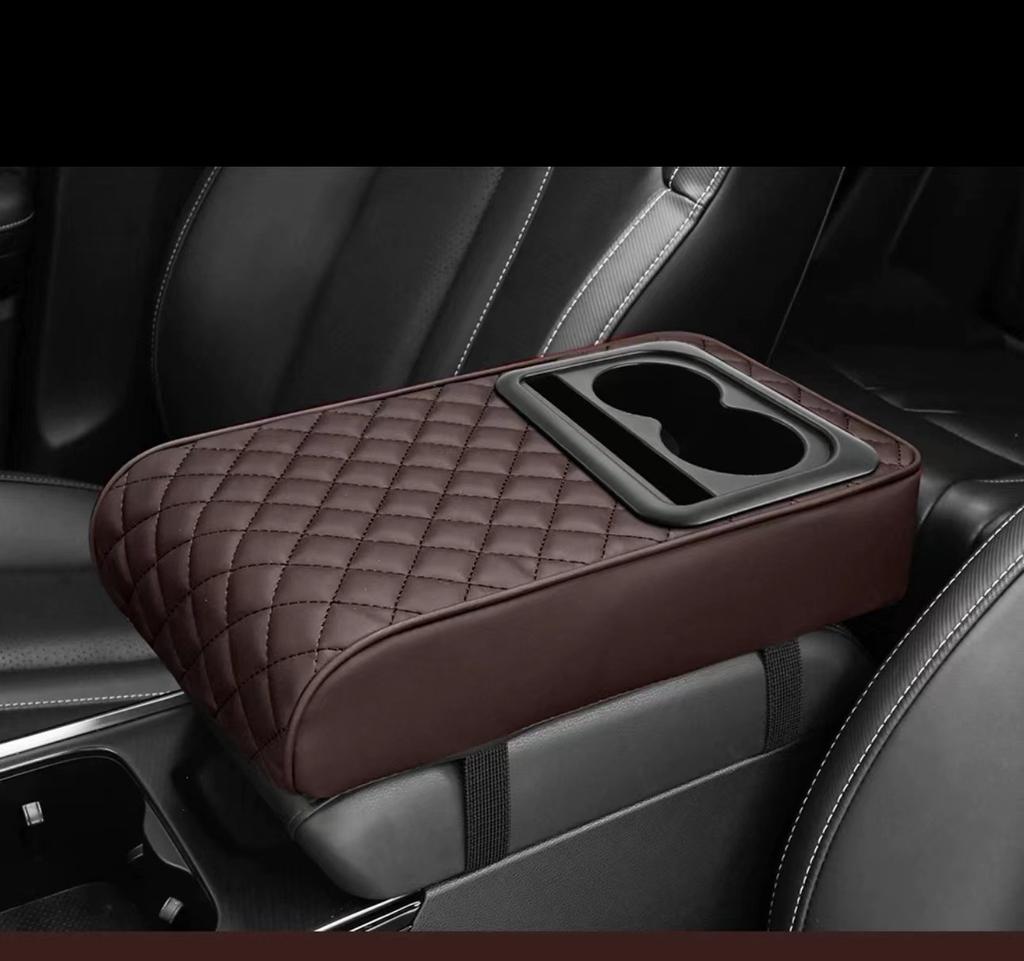 Подлокотник центральной консоли автомобиля с двумя подстаканниками, подлокотник из искусственной кожи, портативный чехол для подушки сиденья автомобиля, регулировка высоты