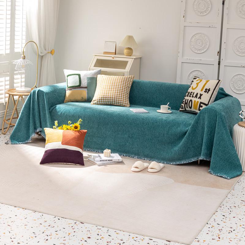 Скандинавский однотонный шенилловый чехол с кисточками шарф современный минималистский диван полотенце простой дом