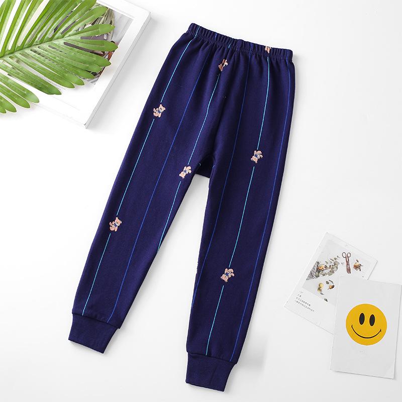 Детские осенние брюки из чистого хлопка: Мягкая внутренняя одежда для мальчиков и девочек, легкие пижамы на весну и осень