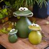 Big Mouth Frog Figurine Resin Frog Family Ornament Waterproof Cartoon Frog Garden Statue for Outdoor Indoor Decor