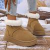 Модные женские классические однотонные пушистые меховые зимние теплые короткие плюшевые ботильоны цвета хаки, повседневная обувь на толстой подошве для женщин
