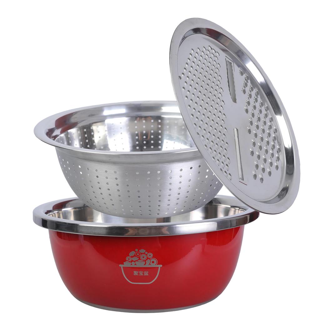 Многофункциональный таз из нержавеющей стали с утолщенной конструкцией, миска для слива продуктов с крышкой для эффективного использования на кухне