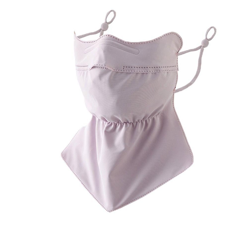 Hanging Ear Ice Silk Mask Solid Color Neck Sunshade Face Shield Ice Silk Face Mask  Summer