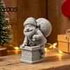 Декоративная статуэтка Санты для входа, 3D-печатная фигурка лазающего человечка, Рождественское милое украшение Клауса, Атмосферный настольный декор с мешком для подарков, Праздничный