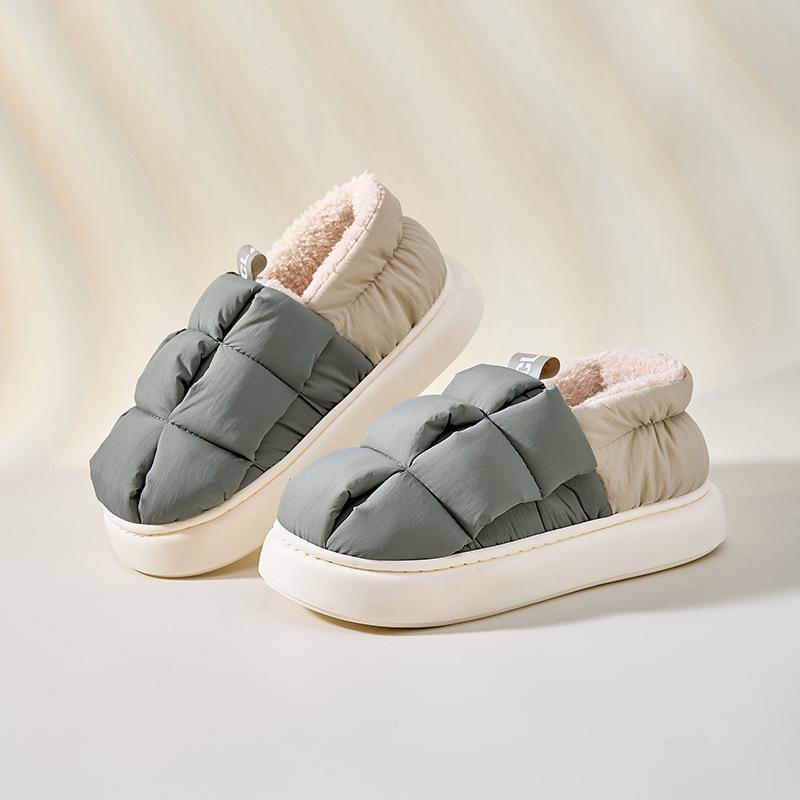 Crestar Women Winter Cotton Slippers Fashion Outdoor Waterproof Plush Shoes New Soft Cloud Cotton Shoes Unisex Warm Home Slipper