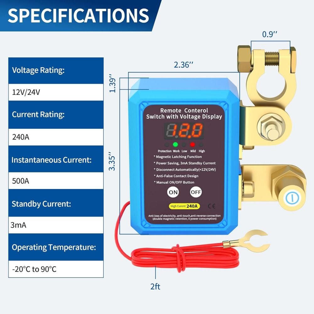 12V 240A Power Cut Off Kill Switches Quick Cut-off Anti-leakage Switch  Truck Auto Vehicle Parts