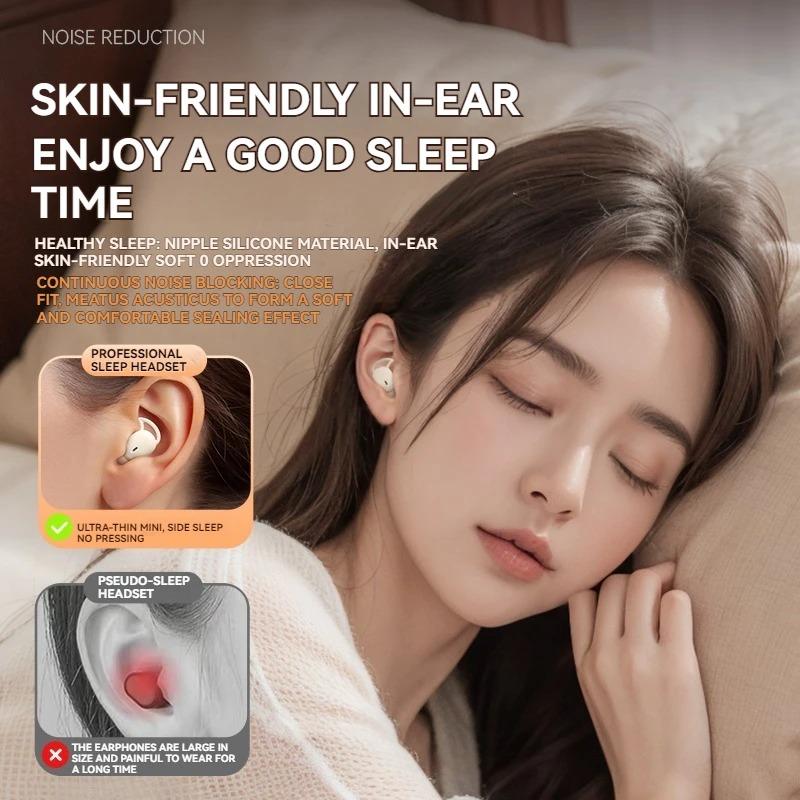 Sleep-Optimized M73 TWS Bluetooth Earphones - 60Hrs Ultra-Thin Design for Side Sleepers, HD Music/Call Noise Reduction Earbuds