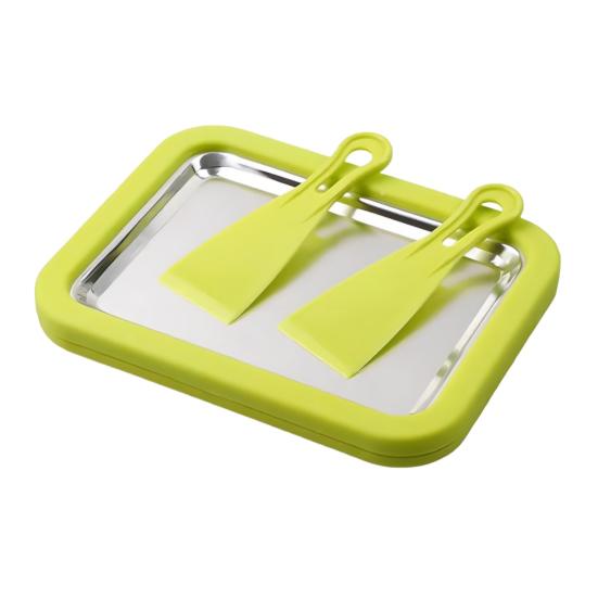 Stainless Steel Ice Cream Roll Maker DIY Freezing Yogurt & Sorbet Machine Non-Electric Home Dessert Maker